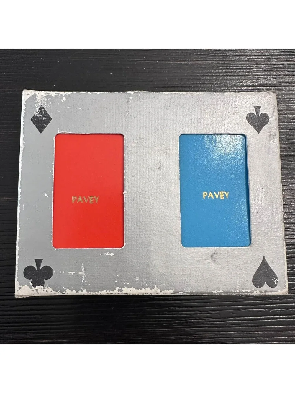 Vintage Pavey Playing Cards 2 Deck Set Complete With Jokers Embossed Advertising